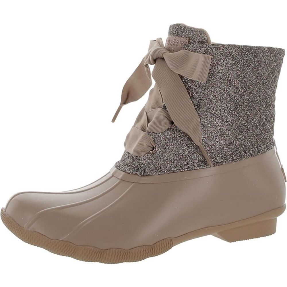 Sperry Womens Saltwater Pink Lace-Up Booties Wellies Ankle Boots Shoes New